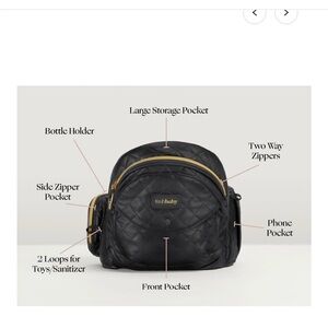 TushBaby Black and Gold Quilted Baby and Child Hip carrier